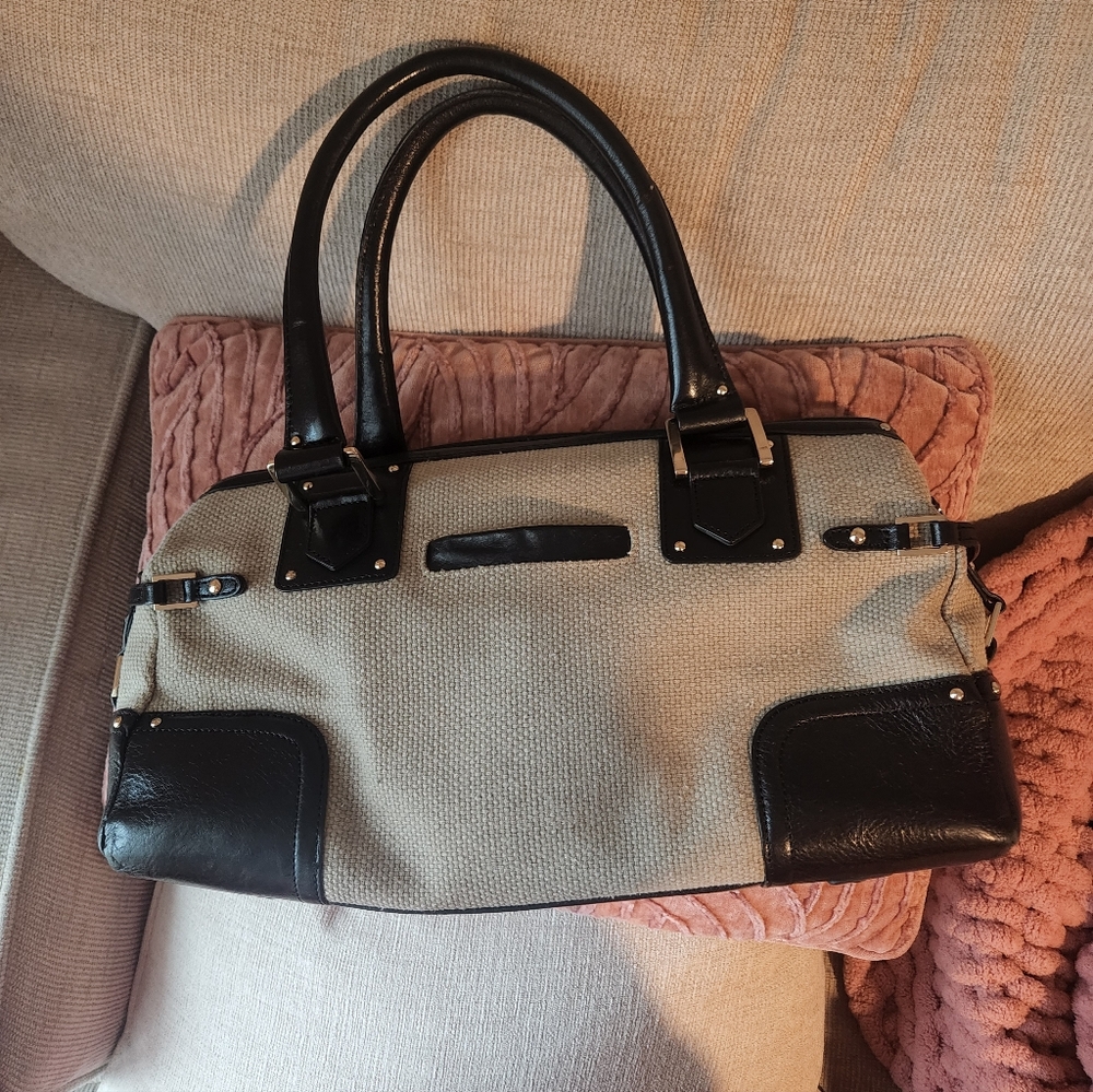Eileen West Black and Tan Satchel